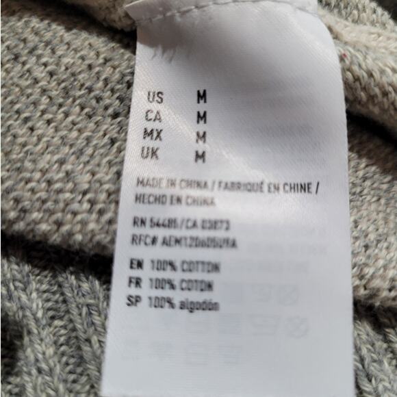 American Eagle Men’s Oatmeal Gray Colorblock Oversized Knit Sweater Medium - Picture 7 of 10